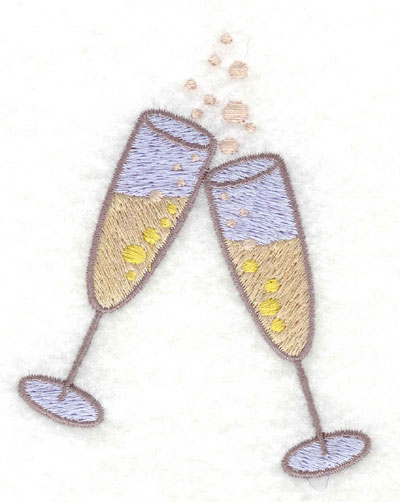 Embroidery Design: Champagne Glasses Small3.03w X 3.76h