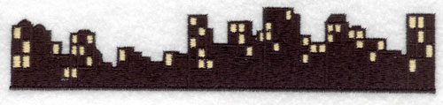 Embroidery Design: Night Cityscape Large7.01w X 1.42h