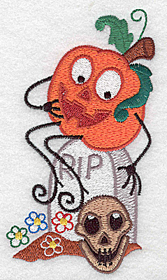 Embroidery Design: Mr. Pumpkinhead with skull large 2.81w X 4.96h