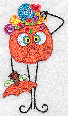 Embroidery Design: Mr. Pumpkinhead full of candies large 2.84w X 4.94h