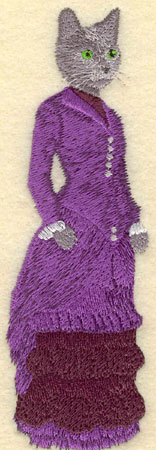 Embroidery Design: Female Cat in Purple Gown1.71w X 5.49h