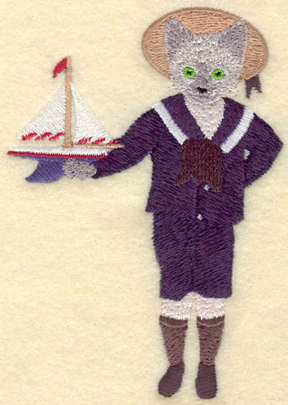 Embroidery Design: Boy Cat3.22w X 4.54h