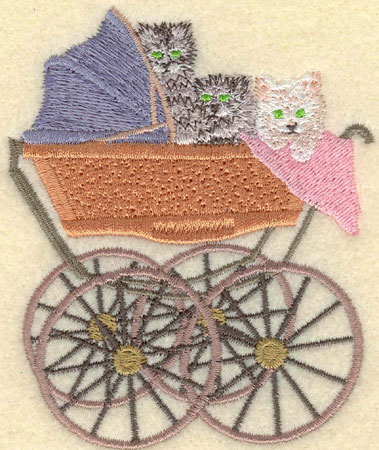Embroidery Design: Kittens in Baby Carriage3.16w X 3.78h