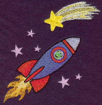 Embroidery Design: Rocket In Stars4.37w X 5.24h