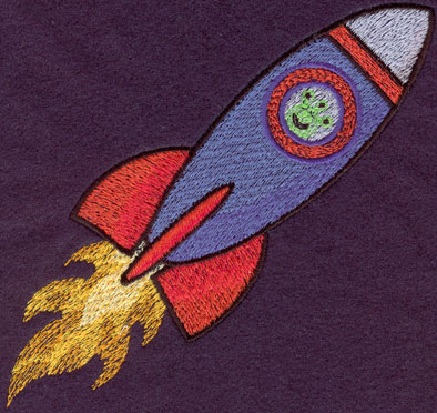 Embroidery Design: Flying Rocket Large5.30w X 5.30h