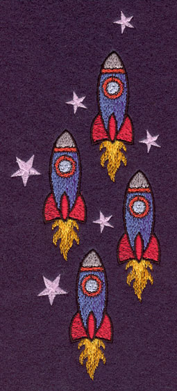 Embroidery Design: Vertical Rocket Ships Large3.06w X 7.48h