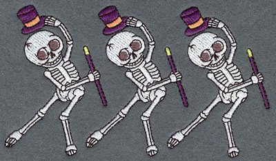 Embroidery Design: Skeleton Row Mini Dancing Top Hat & Cane5.48w X 3.09h