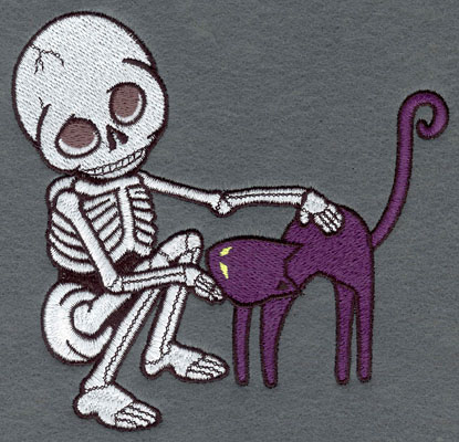 Embroidery Design: Skeleton Large with Cat5.65w X 5.40h
