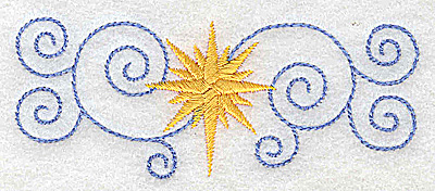 Embroidery Design: Christmas star with swirls 3.82w X 1.51h