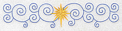 Embroidery Design: Christmas star with swirls large 6.93w X 1.51h