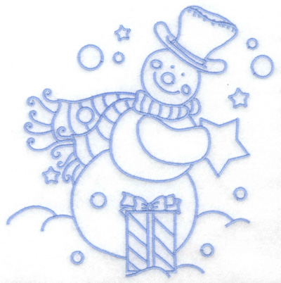 Embroidery Design: Snowman with gifts large 6.34w X 6.41h