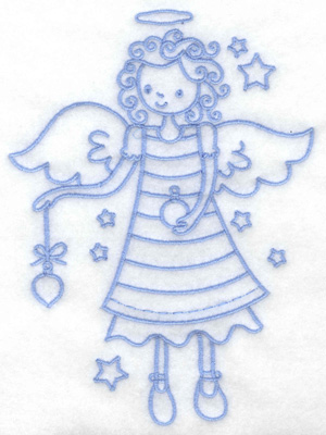 Embroidery Design: Angel holding ornament large 4.75w X 6.47h