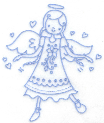 Embroidery Design: Angel in poinsettia dress large 5.47w X 6.43h