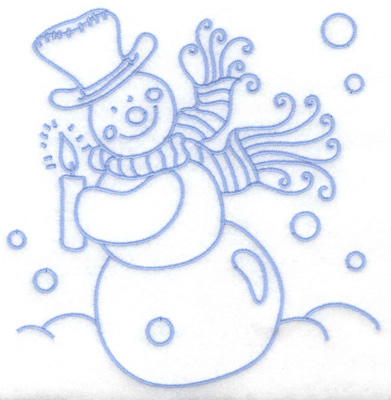 Embroidery Design: Snowman holding candle large 6.28w X 6.41h