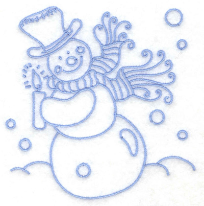 Embroidery Design: Snowman holding candle small 3.78w X 3.86h