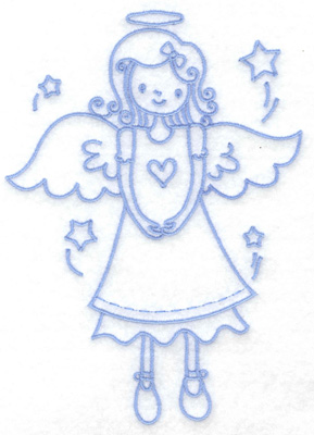 Embroidery Design: Angel with heart large 4.65w X 6.47h