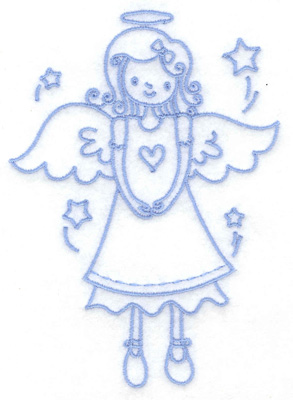 Embroidery Design: Angel with heart medium 3.57w X 4.98h