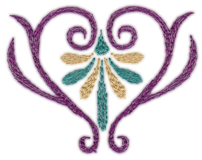 Embroidery Design: Deco Swirl Heart (small)3.01" x 2.35"