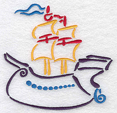 Embroidery Design: Ship large 4.98w X 4.86h
