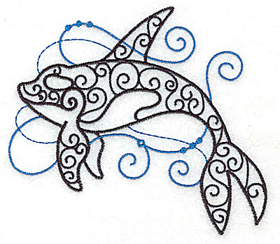 Embroidery Design: Whale with swirls large 4.97w X 4.43h