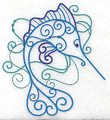 Embroidery Design: Marlin with swirls large 4.46w X 4.96h