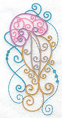 Embroidery Design: Jellyfish with swirls large 2.62w X 4.95h