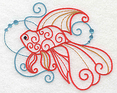 Embroidery Design: Fish D with swirls large 4.93w X 4.15h