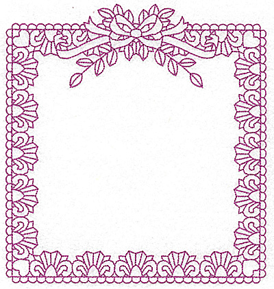 Embroidery Design: Rectangular frame with bow 103 large 7.20w X 7.76h