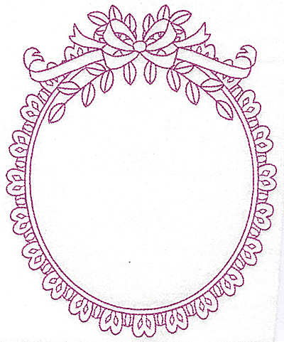 Embroidery Design: Oval frame with bow 108 large 6.30w X 7.76h