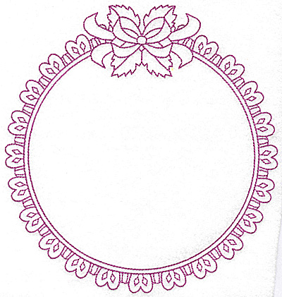 Embroidery Design: Round frame with leaves and bow 112 large 7.35w X 7.78h