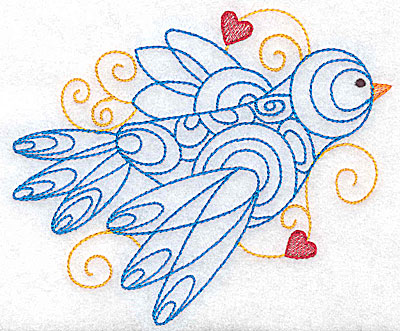 Embroidery Design: Bird with hearts large 4.96w X 4.18h