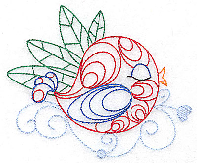 Embroidery Design: Bird among the leaves large 4.96w X 4.15h