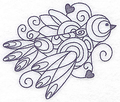 Embroidery Design: Bird with hearts 4.96w X 4.19h