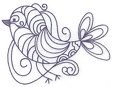 Embroidery Design: Bird with swirls 4.97w X 3.73h