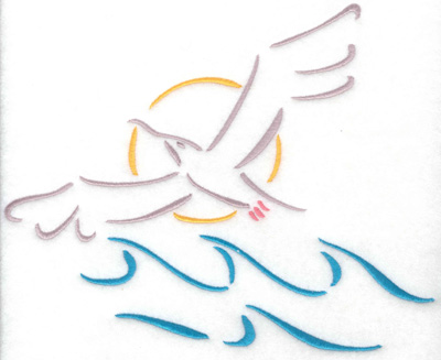 Embroidery Design: Seagull with waves 8.32w X 6.74h