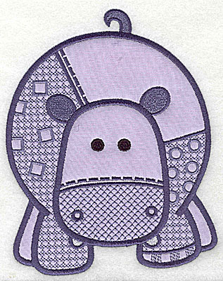 Embroidery Design: Hippopotamus applique large 9.31w X 7.38h