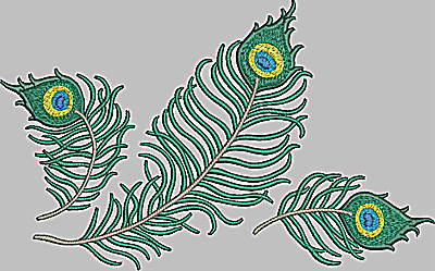 Embroidery Design: Feather trio large 9.92w X 6.18h