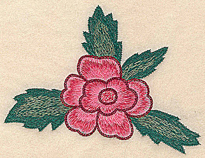 Embroidery Design: Flower with leaves large 5.82w X 4.46h