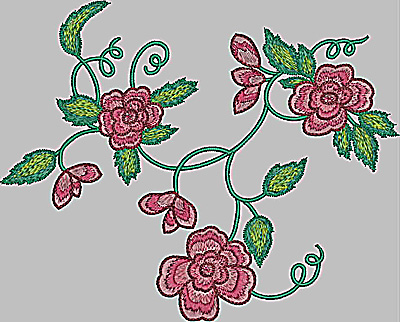 Embroidery Design: Floral cluster large 9.31w X 7.50h