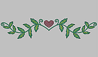Embroidery Design: Heart and vines large 11.59w X 2.50h
