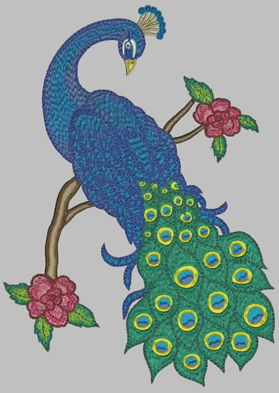 Embroidery Design: Peacock 9.73w X 7.27h