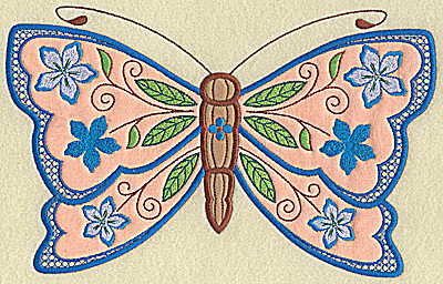 Embroidery Design: Butterfly double applique large 10.10w X 6.32h