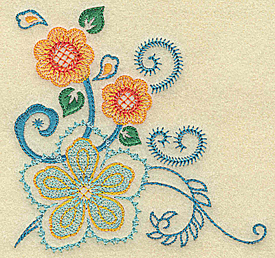 Embroidery Design: Swirls and flowers 3.88w X 3.77h