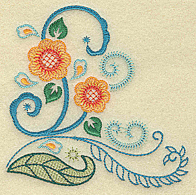 Embroidery Design: Flowers and swirls  3.89w X 3.84h