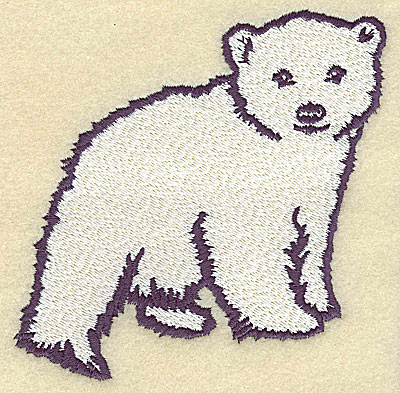 Embroidery Design: Polar bear cub standing large 4.55w X 4.35h