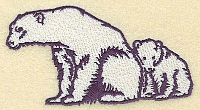 Embroidery Design: Polar bear with cub large 4.95w X 2.74h