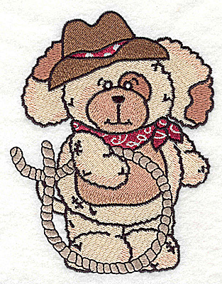 Embroidery Design: Pudgy Puppy with lasso large 3.85w X 4.94h