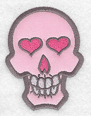 Embroidery Design: Pink skull with teeth small applique 2.42w X 3.23h