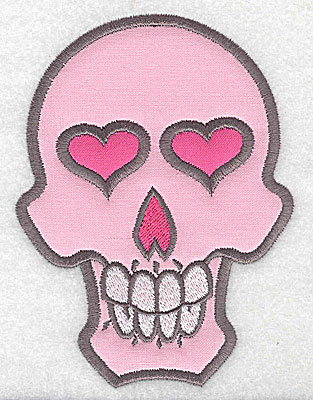 Embroidery Design: Pink skull with teeth large double applique 3.66w X 4.93h