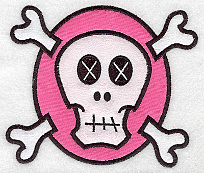 Embroidery Design: White skull on pink large double applique 5.82w X 4.95h